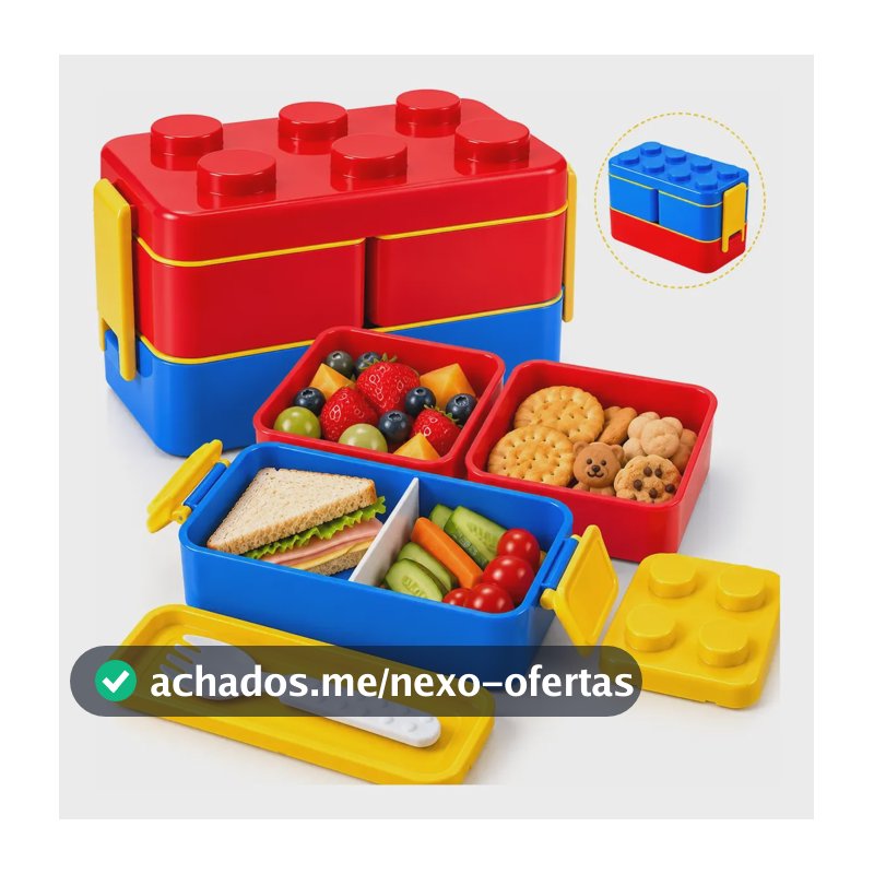 Lancheira Escolar Infantil Marmita Com Divisória Azul