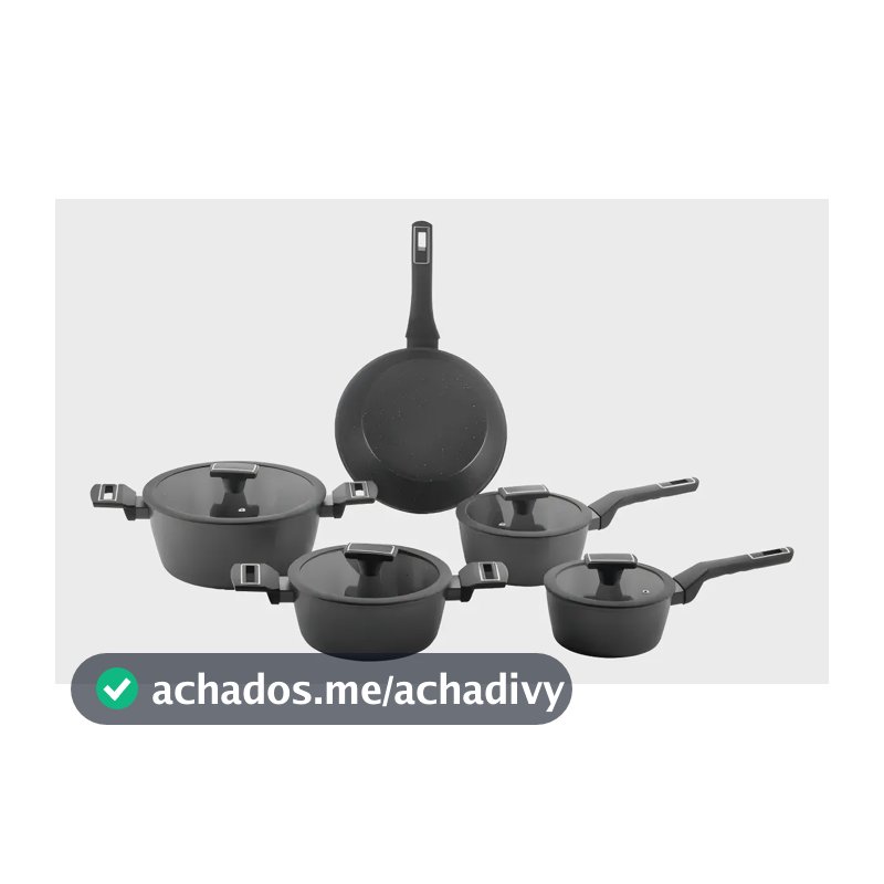 Jogo De Panelas Brinox Cerâmico 5 Pçs Carbon Ceramic Indução Cor Preto