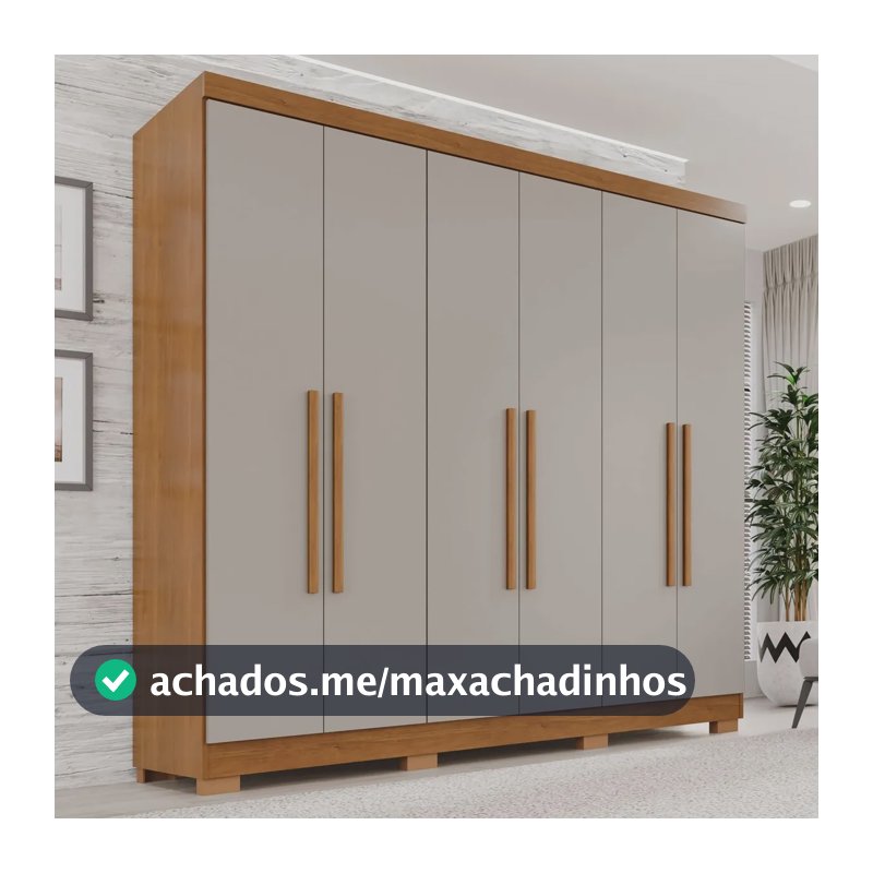 Guarda-roupa Casal 6 Portas 2 Gavetas França Espresso Móveis cor cinamomo off-white