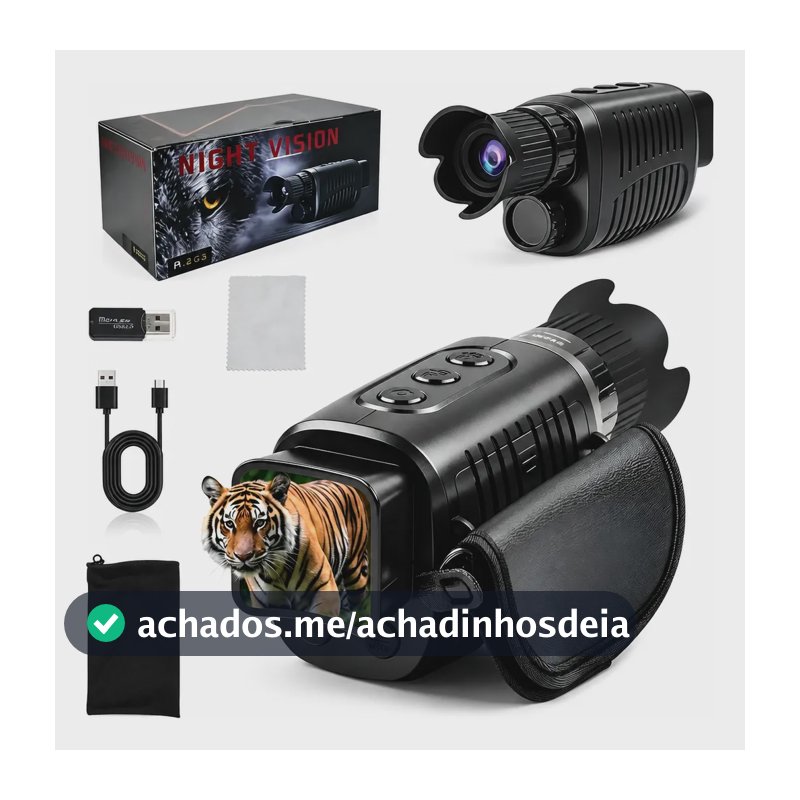 Monoculo Visão Noturna Infravermelho Alcance 500 Metros Hd Preto