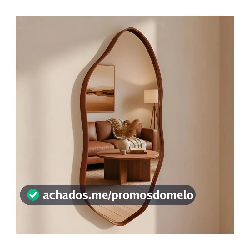 Espelho Decorativo Orgânico 60x40 Moldura Em Couro We Mirror Caramelo