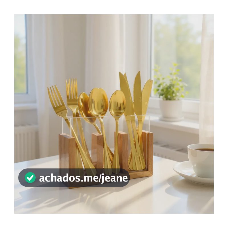 Porta Talher Organizador Mesa Posta Cozinha Madeira E Vidro Clear