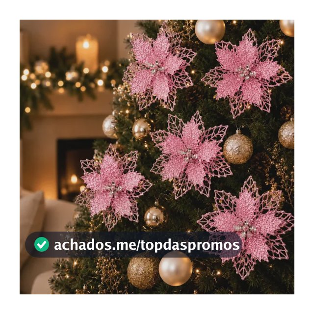 Kit 12 Flores Enfeite Natal P/ Árvore Decoração Artificial