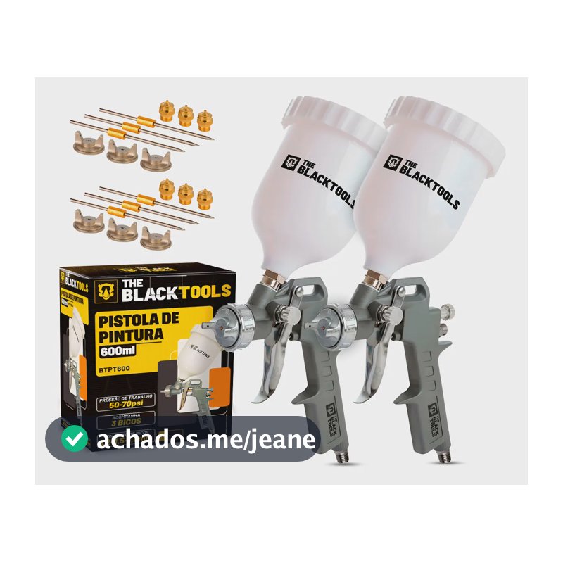 2 Pistola Pintura Gravidade 600ml + 3 Bicos 1.2 1.5 1.8