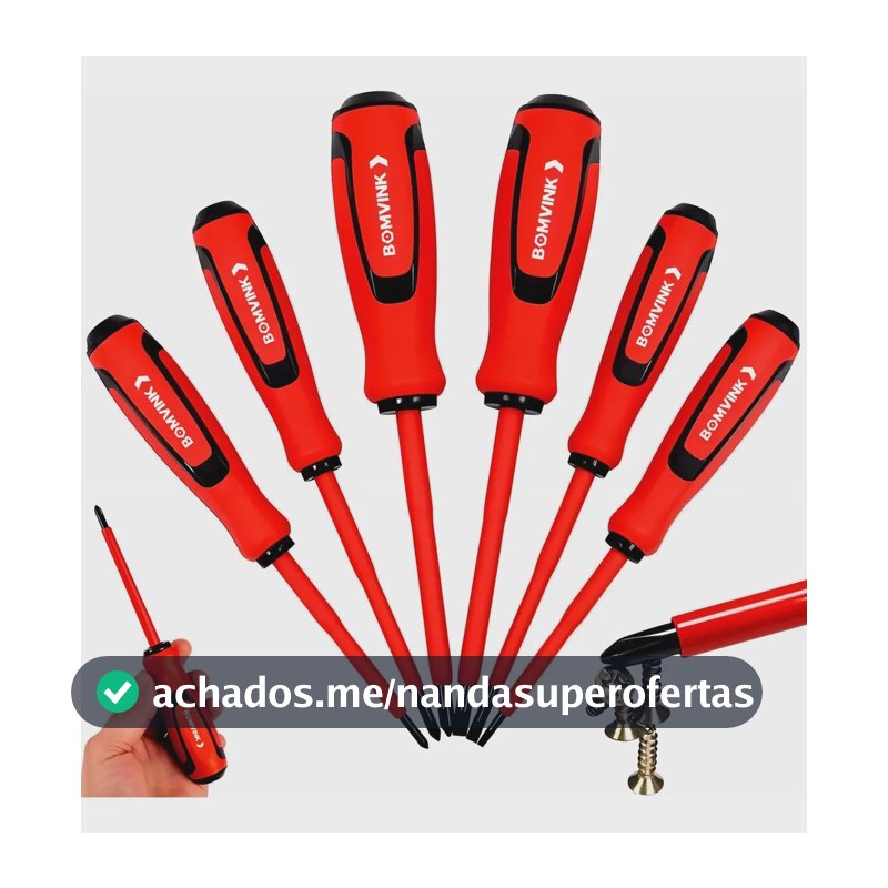 Jogo Chaves Fenda E Philips Isoladas Eletricista Imã 6 Peças