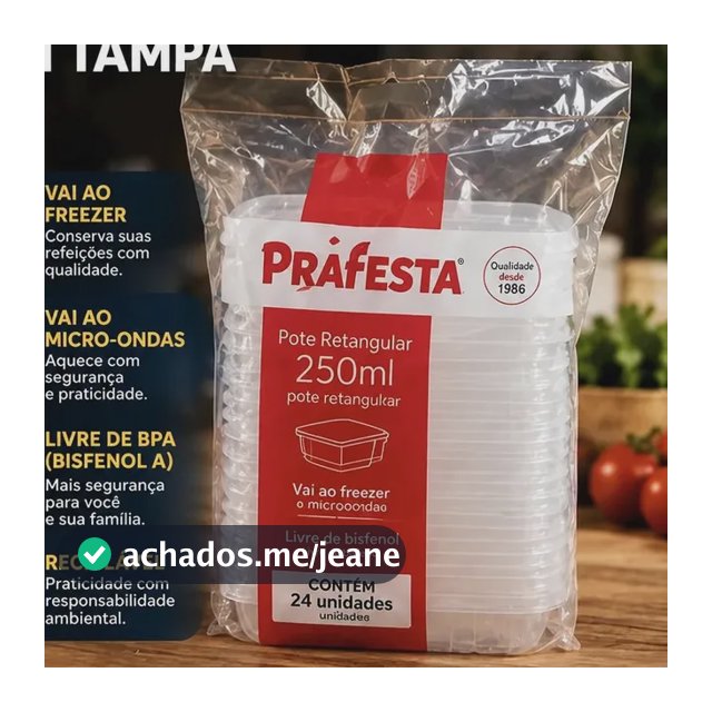 Pote Descartável 250ml Freezer Microondas Marmita Prafesta