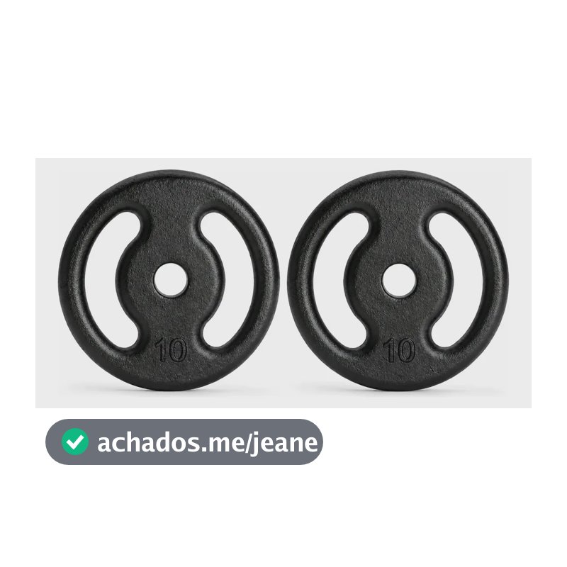 Par De Anilhas 10kg Cada Pintadas Ferro Fundido Musculação Preto
