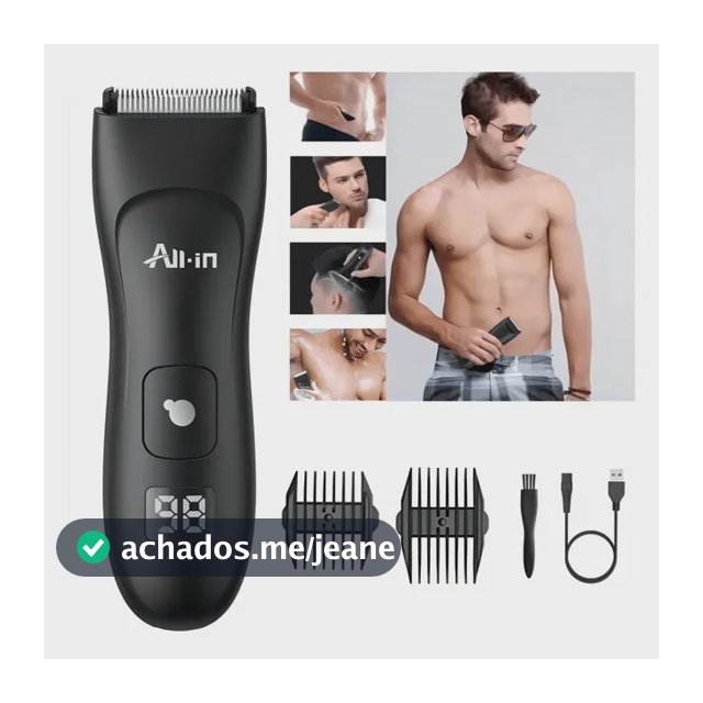 All-in Barbeador Eletrico Aparador de Pelos Corporal Depilador Aparelho de Barbear Areas Intimas Shaver Portatil a prova da agua Recarregável IPX-7 Lâminas de Cerâmica Homen B-564BK