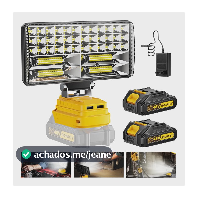 Lanterna Refletor Lampada Luz 6000k 2 Bateria Recarregáve Branco Amarelo
