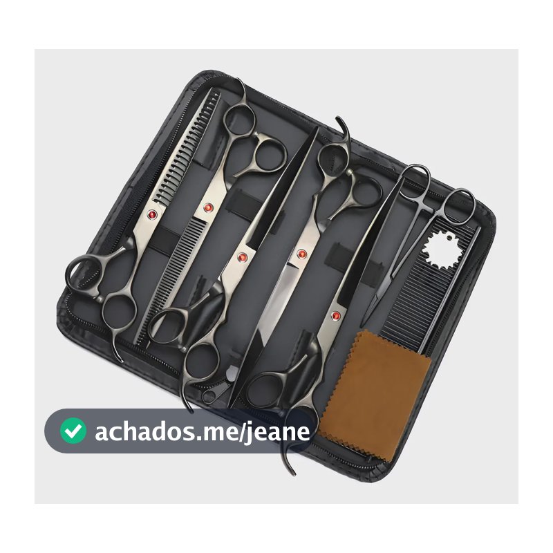 Tesouras Pet Shop Profissionais Banho Tosa Profissional 7kit 7 Pcs