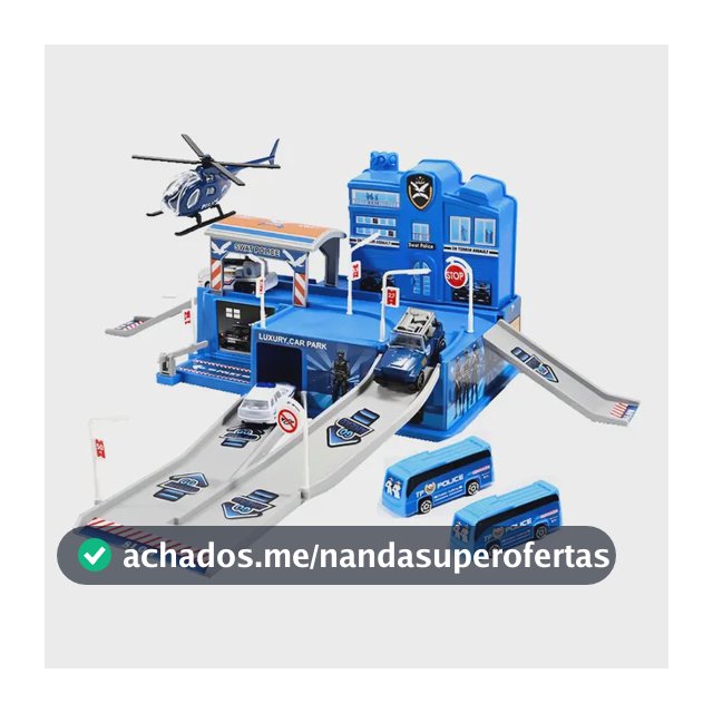 Pista de Carrinhos Maxi Toys Polícia com 5 Veículos e Acessórios 48x36cm