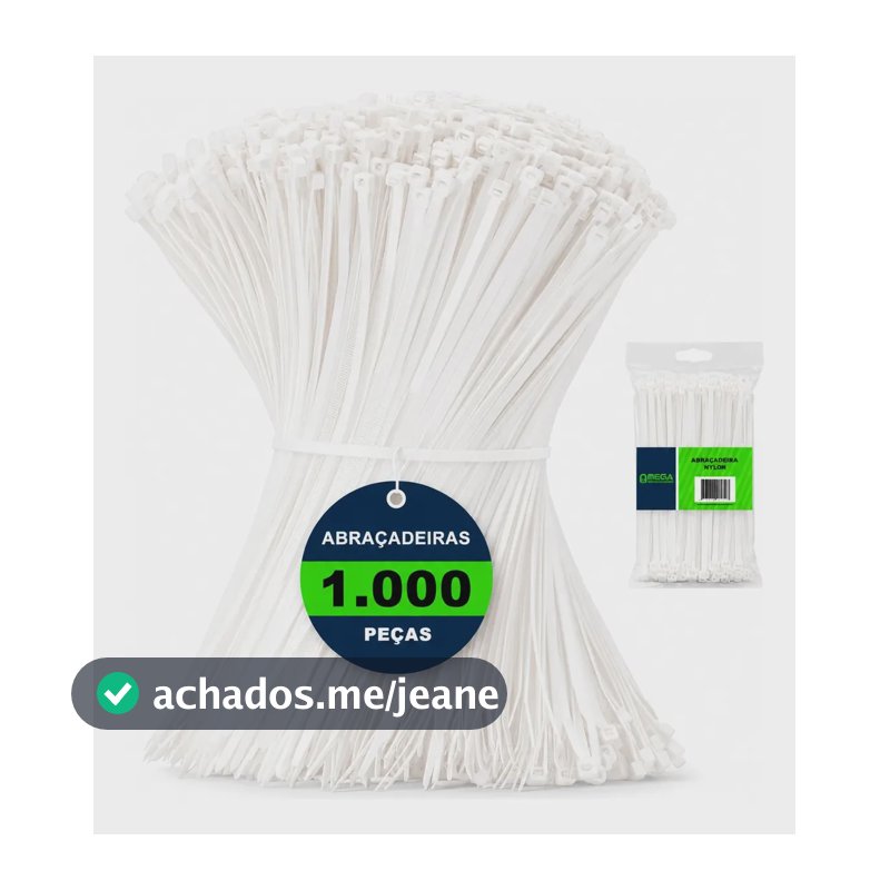 Kit 1.000 Abraçadeiras Nylon Plástica Presilha 2,5mm X 100mm Branco