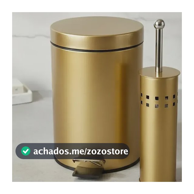 Cesto Lixeira 3l Escova Sanitaria Dourada Gold Casa Golden Dourado Gold