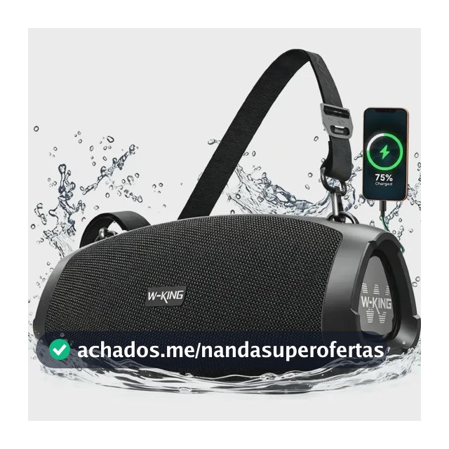 Caixa de Som Bluetooth Boombox W‑king X10 120W Pico 70W RMS, Alto‑falante Portátil IPX6 À Prova D'Água, Bateria 42h, DSP, TWS Estéreo 240W, Entrada TF/USB/AUX/SD para Festa Acampamento Praia