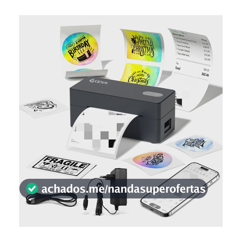 Impressora De Etiquetas Térmica Sem Fio P/ Correios E Envio Preto 127/220v