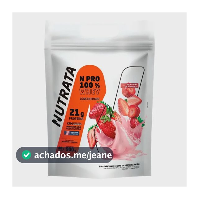 N Pro 100% Whey - Refil Sabor Morango - Nutrata 900g