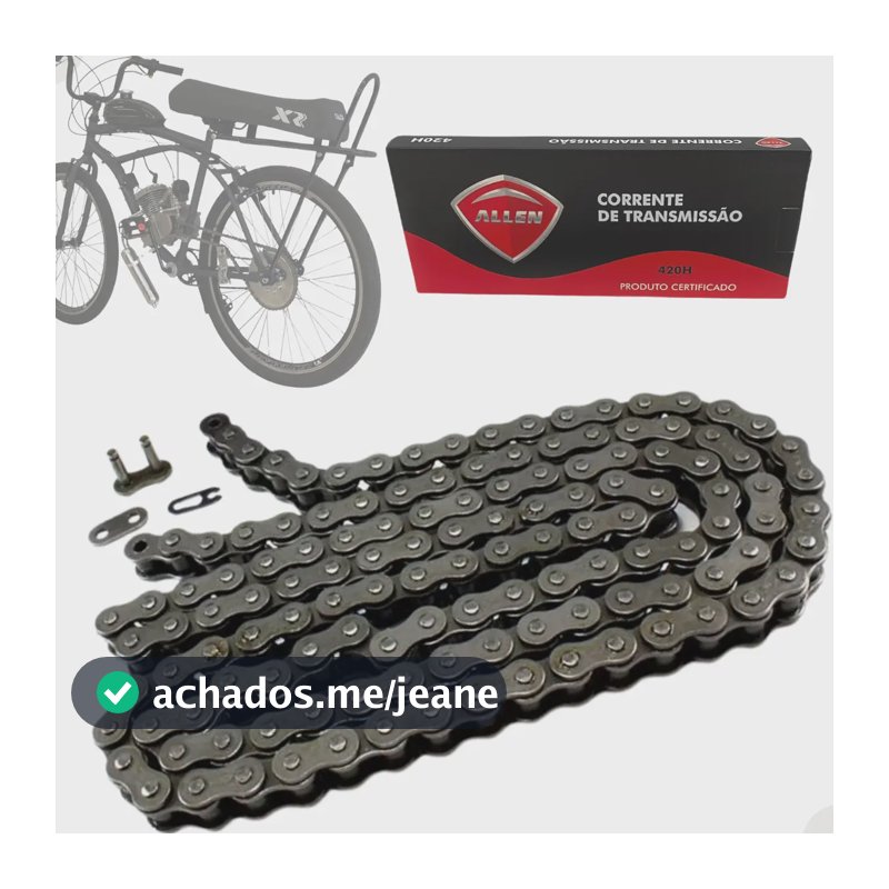 Corrente Motorizada Bike Bikelete Mobilete Reforçada 420 Cinza