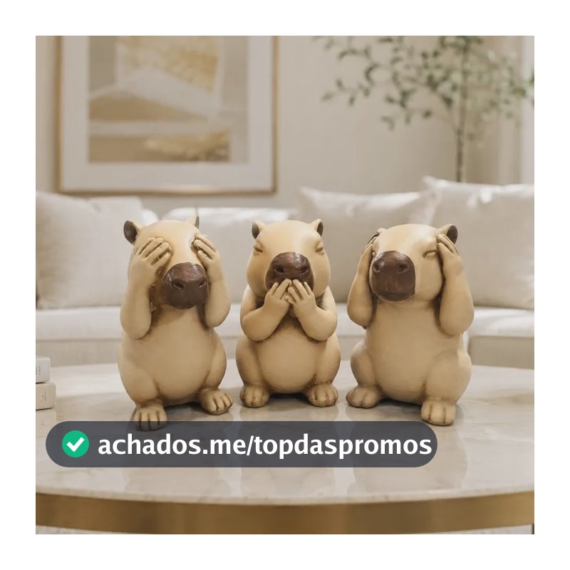 Kit Trio Capivara Sabedoria Não Vejo Não Ouço E Não Escuto Marrom