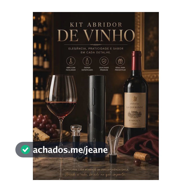 Kit Abridor De Vinhos Elétrico Automático Saca Rolhas Corta Lacres Vinho Fantech