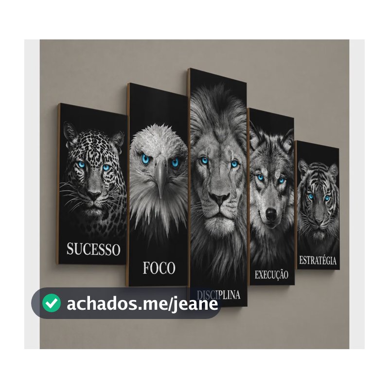 Kit Quadros Decorativos Mosaico Motivacional Sala Quarto Ys Preta