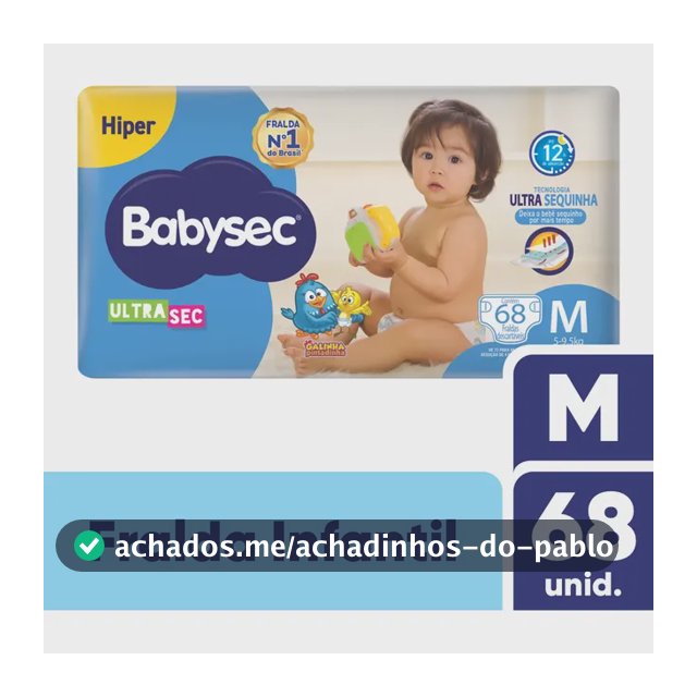 Fralda BabySec Ultrasec Galinha Pintadinha Tamanho M 68 unid
