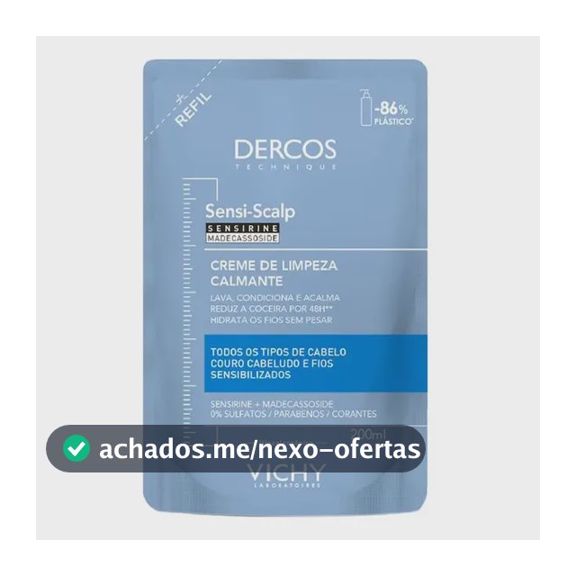 Creme de Limpeza Capilar Dercos Sensi-Scalp Calmante para Cabelos Sensíveis Refil 200ml Vichy