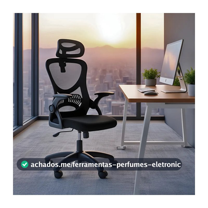Cadeira de Escritório Giratória HomeNow Columbus Presidente Preta com Tela Mesh