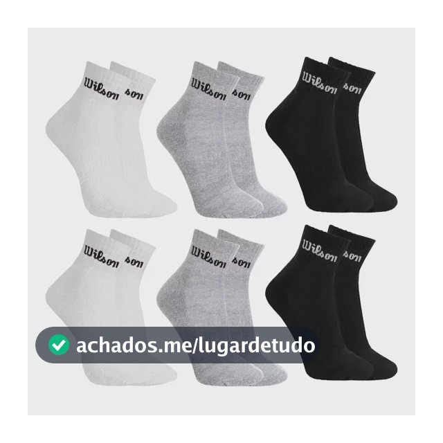 Kit 6 Pares Meias Wilson Cano Médio Masculino Adulto 38-43