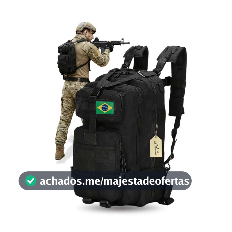 Mochila Militar Bolsa Tática Resistente 30 Litros Super Reforçada Impermeável Bandeira Brasil Brinde Utilizzei
