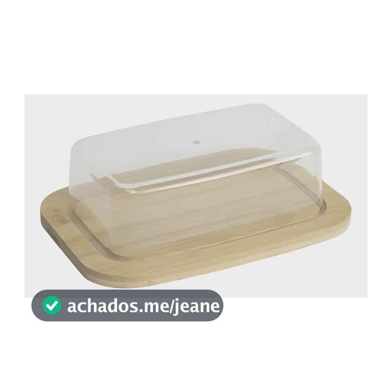 Manteigueira Bambu Com Tampa De Plástico Oikos Armazenamento
