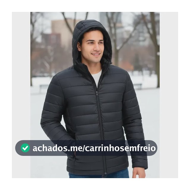 Bobojaco Masculino Impermeável Térmico Corta Vento Capuz Preto G Liso