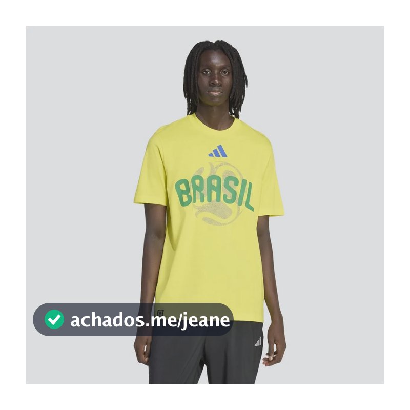 Camiseta Masculina Brasil Copa Do Mundo Da Fifa 26 adidas Amarelo Estampa Localizada M Liso