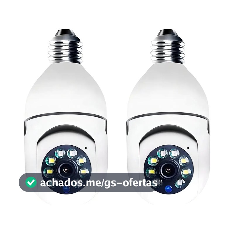 Kit 2 Câmeras Segurança 360º Jortan Wifi IP HD Visão Noturna Lâmpada