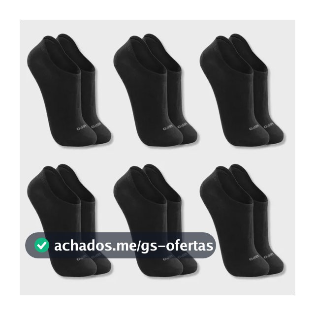 Kit 6 Pares Meias Soquete Invisível Lupo Algodão Unissex