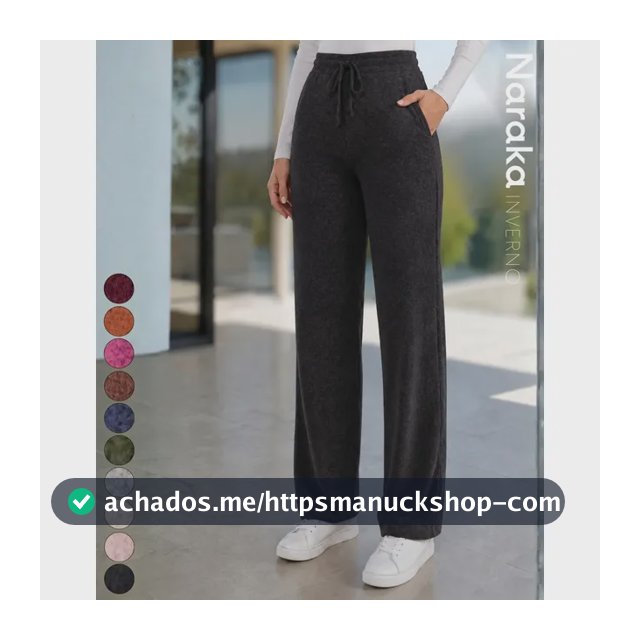 Calça Pantalona Feminina Lanzinha Cintura Alta Com Bolso