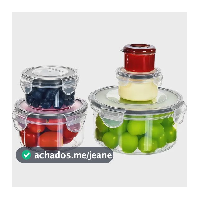 Kit Potes Hermeticos Transparente 5 Vasilhas Plasticas Transparente