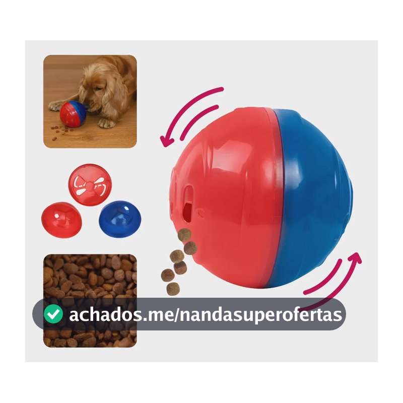 Brinquedo Interativo Pet Ball Da Pet Games Porta Petisco P Azul E Vermelho
