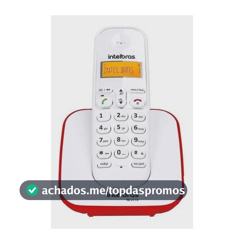Telefone Sem Fio Digital TS 3110 Vermelho Intelbras