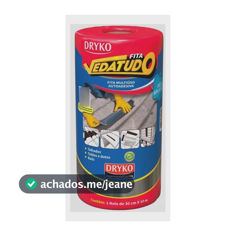 Fita Asfáltica Adesiva 30cm x 10m Dryko Alumínio Vedação Telhados