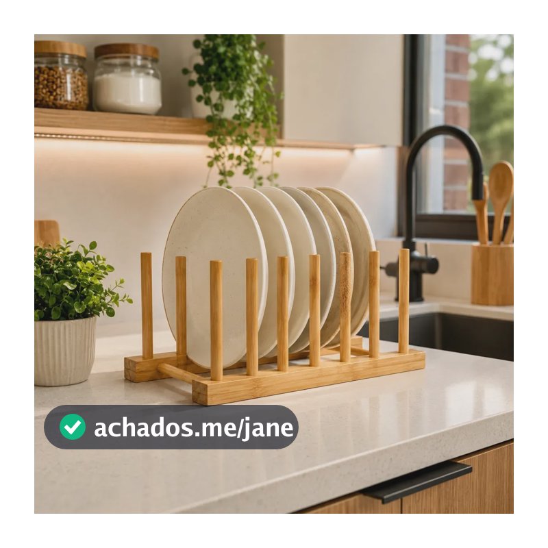 Escorredor Organizados Suporte Madeira Bambu Prato Louça Copos Design Minimalista