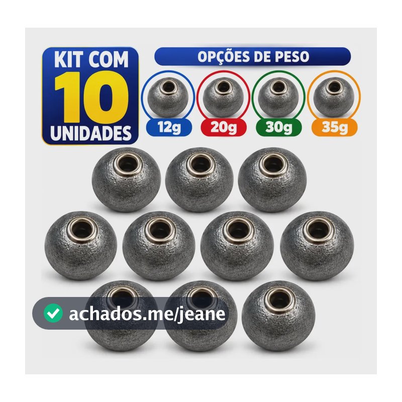 Kit 10 Chumbos Chumbada Poita  Carpa Cabeçuda Pacu 30 Gramas