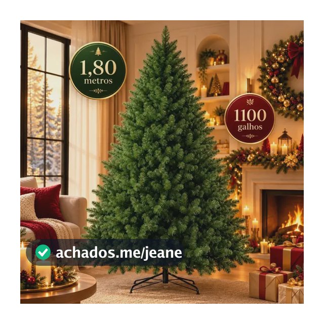 Árvore De Natal Pinheiro Luxo 1,80m 1100 Galhos Tradicional Cor Verde Premium Grande Galhos Cheios Adoro Festa Fast Plug