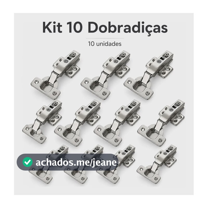 Kit 10 Dobradiças Reta Amortecedor Porta Armário  35mm