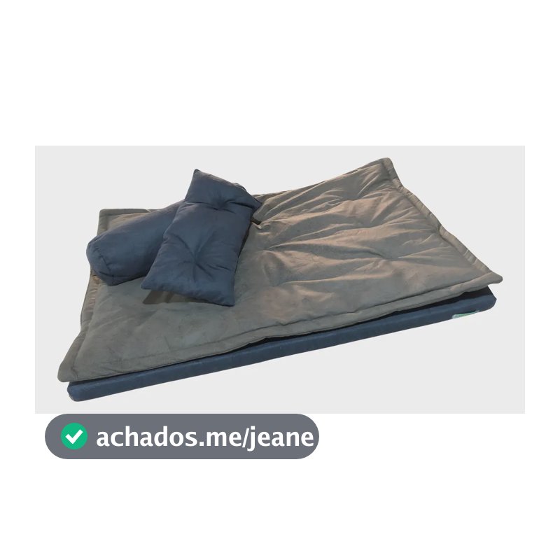 Caminha Cachorro Colchonete Futon C/ Pillow Top 100x80cm Cor Azul/Cinza Desenho Retangular