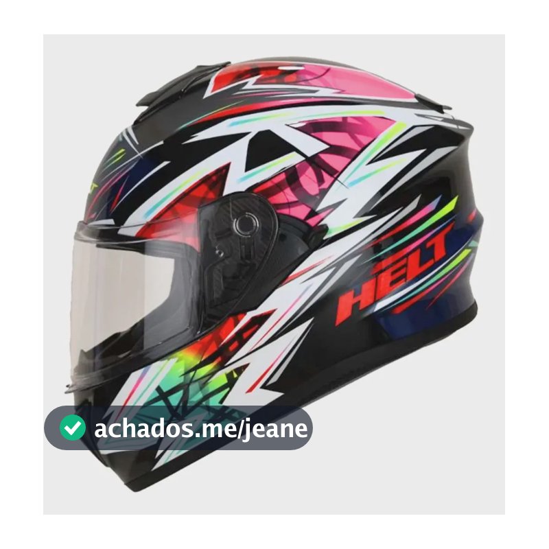 Capacete Avant Glass Turbo Helt Com Óculos Interno Preto Sólido Brilhante 57/58