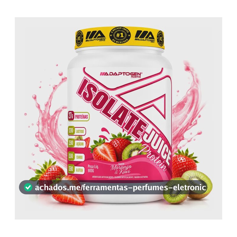 Proteína Adaptogen Isolate Juice em pó sabor Morango kiwi x 900g