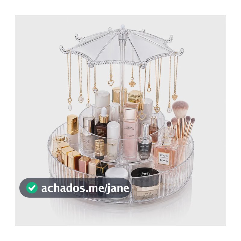 EPS-5305 Organizador porta maquiagem cosméticos pulseiras e colares giratório 360°