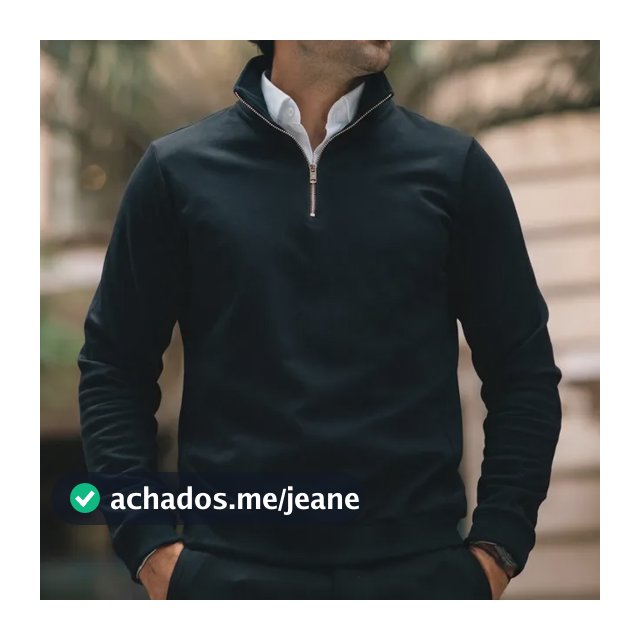 Suéter Zip-neck Masculino Liso Meio Zíper Gola Alta