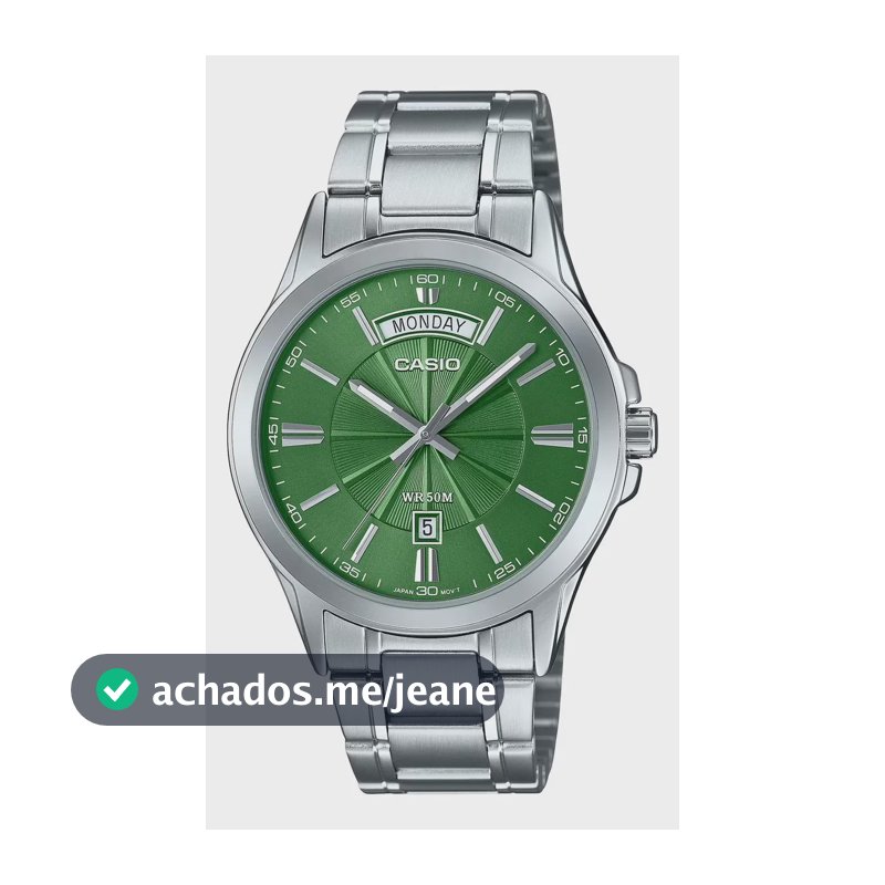 Relógio Casio Mtp-1381d-8avdf Aço Prateado Unissex Prateado Verde