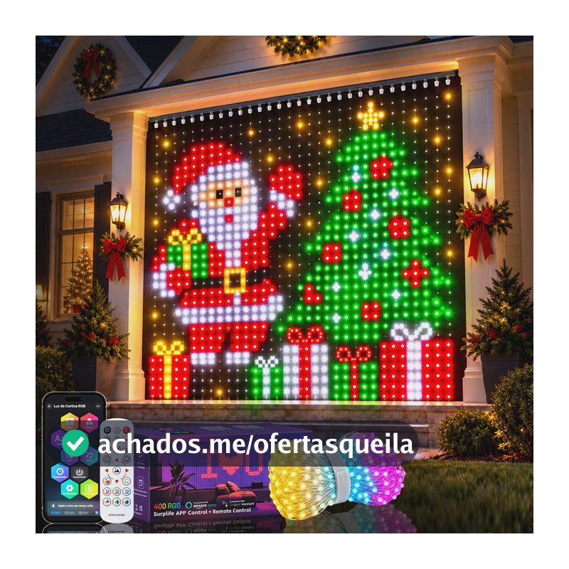 Luz De Cortina De Cordão Natal Diy Rgb Couro Bluetooth 2x2m Rgb 127/220v